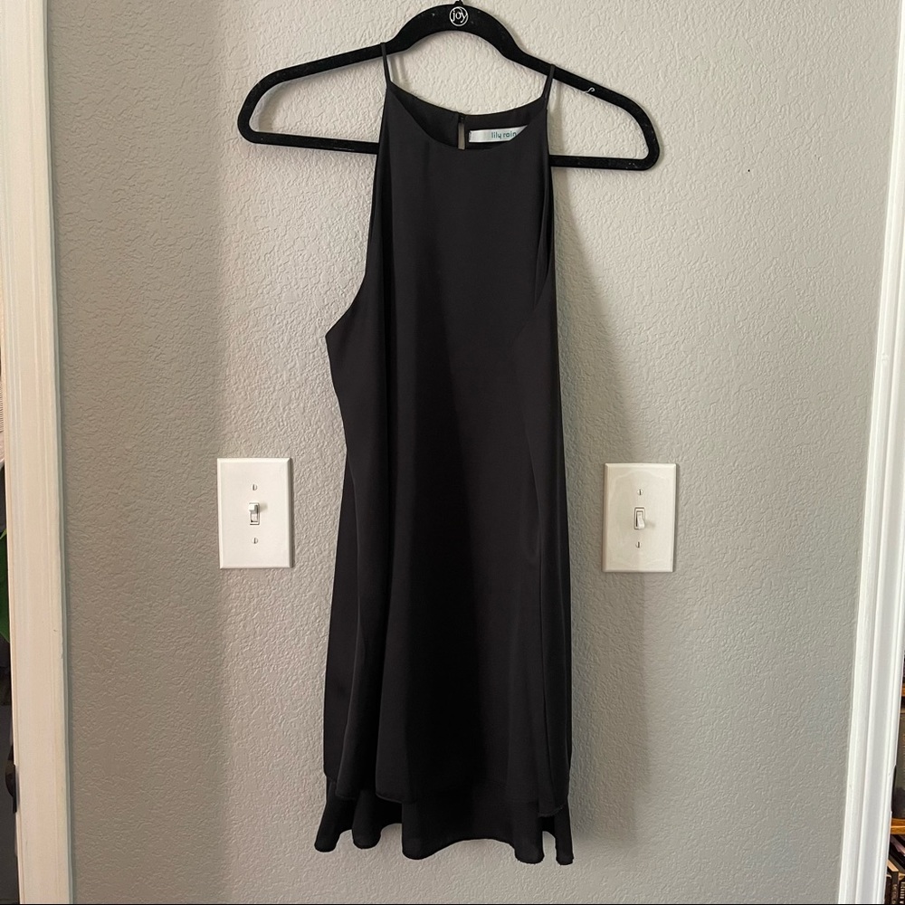 Lily Rain Black Layered Halter Cocktail Dress